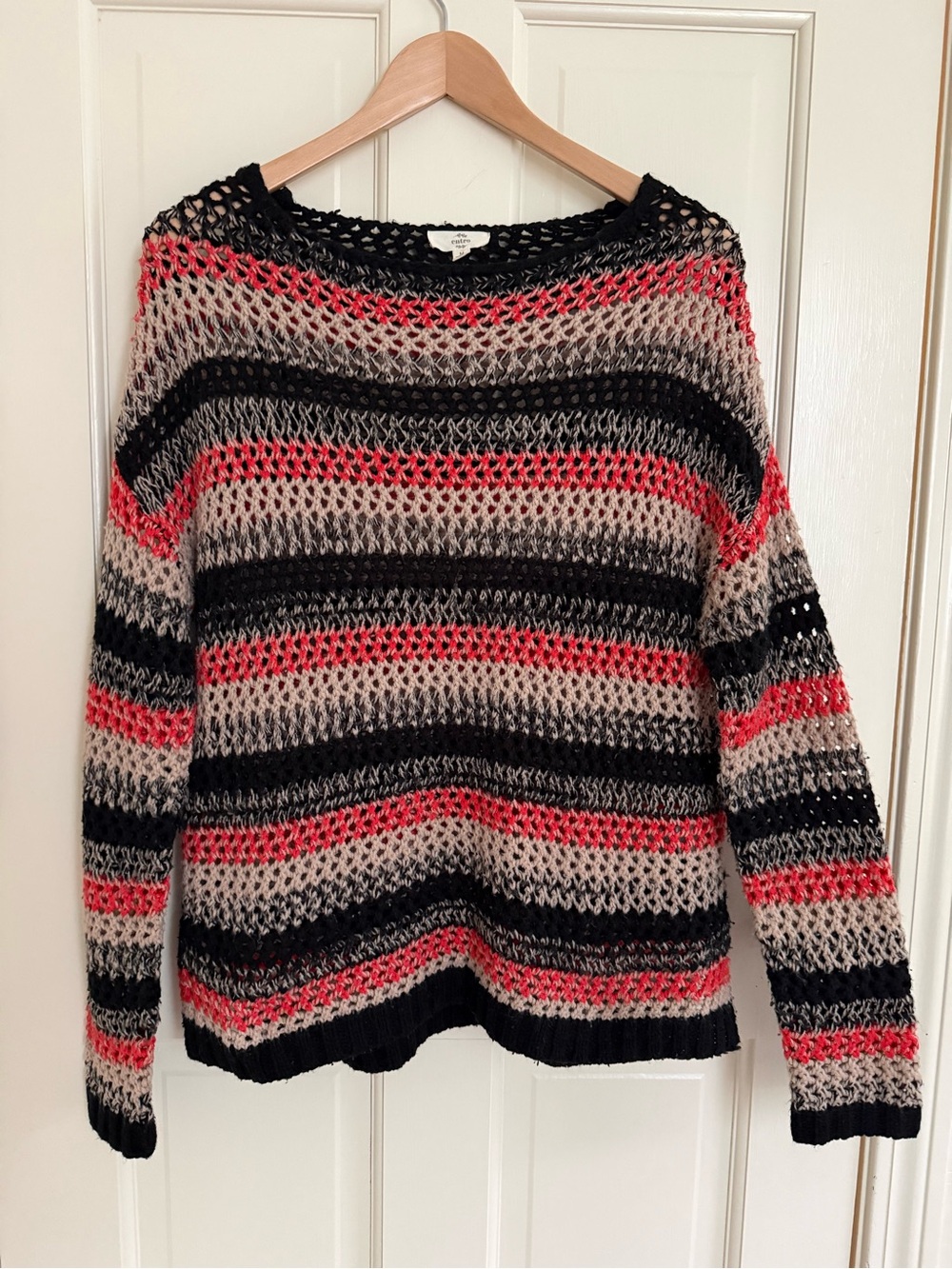 Entro Witchy Boho Striped Knit Sweater M | Fall Gothic Autumn
